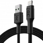 Cablu USB-Lightning 120cm, Green Cell GC PowerStream, incarcare rapida Apple 2.4A, pentru Apple iPhone iPad iPod, Green Cell