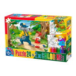 Puzzle de colorat D-Toys - The Little Red Cap + 2 drawings to color, 24 piese (Dtoys-50380-PC-06), D-Toys