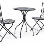Set masa si 2 scaune Huston, Otel Ceramica, Multicolor, 75x10x63 cm