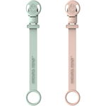 Matchstick Monkey Soother Clips clips pentru suzetă Mint Green & Dusty Pink 2 buc, Matchstick Monkey