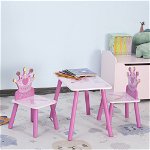 Masuta copii cu 2 scaune pentru copii 3-8 ani, lemn de pin, MDF, roz HOMCOM | Aosom RO, HOMCOM