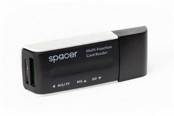 Card reader extern spacer, interfata usb 2.0, citeste/scrie: sd, microsd, ms, m2; plastic, black "spcr-658" (include tv 0.03 lei)