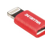 Adaptor iPhone Lightning tata - micro USB mama rosu Valueline, Valueline