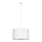 Pendul modern cu 1 lumina, Sotto Luce Mika, material textil alb/argintiu, cablu textil alb de 1,5 m, 1 x E27 diam. 50 cm