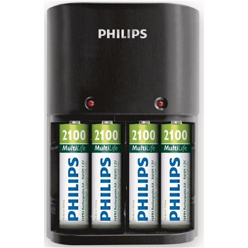 Incarcator acumulatori  1/4 x AA/AAA + 4 Acumulatori x AA 2100 mAh, Philips