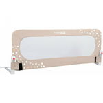 Bariera de protectie pentru pat bebe, Rabatabila, Instalare usoara, Dimensiune 135 x 57 cm, FreeON, Little Dots, Beige