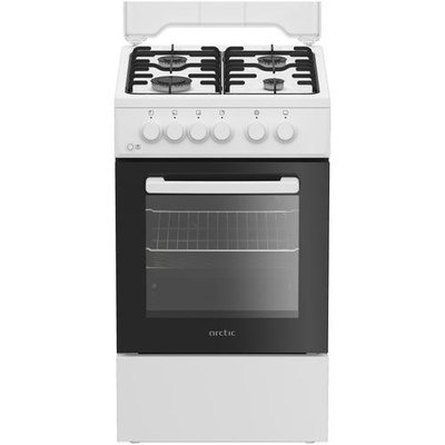 Aragaz Arctic AGM5610FL, Gaz, 4 arzatoare, Safety Plus, Arzatoare cu eficienta ridicata, Iluminare interioara, Timer, Alb