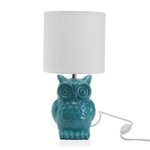 Lampa de masa Owl, Versa, 16 x 16 x 32.5 cm, ceramica, albastru, Versa