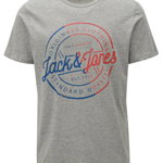 Tricou gri deschis cu print Jack & Jones , Jack & Jones 
