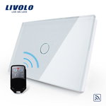 Intrerupator touch cu telecomanda, smart / inteligent, simplu cu indicator luminos Livolo VL-C1/FC1R-3G-12, Wi-Fi, telecomanda, incastrat, modular - 3, negru