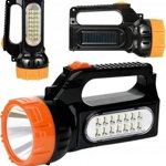 Lanterna de Mana cu LED, 2 Surse de Lumina, LED 2,1 W, Baterie Reincarcabila, Negru/Portocaliu 18x9 cm LIBOX, Libox
