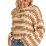 Imbracaminte Femei Billabong Hello There Stripe Cotton Blend Crewneck Sweater Wild Honey