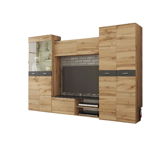 Set mobilier pentru living Sani Cento, 298x200x42 cm, Stejar wotan grafit