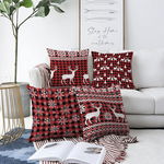 Set 4 fețe de pernă din chenille cu model de Crăciun Minimalist Cushion Covers Tartan, 55 x 55 cm, Minimalist Cushion Covers