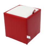 Taburet Box alb/ rosu IP, 37 x 37 x 42 cm, Depozitul de scaune