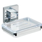 Savoniera cu suport autoadeziv, Wenko, Wenko, Quadro Vacuum-Loc®, 12 x 6.5 x 12 cm, inox/plastic, Wenko