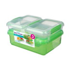 Pachet 3 cutii depozitare alimente plastic verde Sistema Back To School 2L + 2 x 350 ml, Sistema Plastics