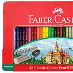 Creioane colorate, 48culori/set + 4 accesorii, Faber-Castell, Faber-Castell