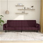Canapea extensibila cu 2 locuri vidaXL, 200 x 84,5 x 69 cm, 2 perne, violet, textil