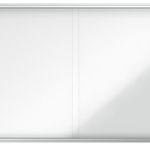 Avizier NOBO Premium Plus, interior, otel emailat, 27x A4, geam glisant si cheie, magnetic, alb, Nobo
