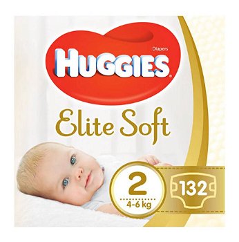 Scutece Huggies, Elite Soft, Nr 2, 4-6 kg, 132 buc