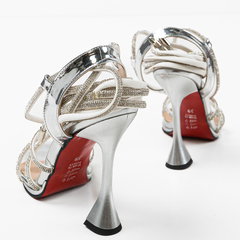 Sandale cu toc Geamelya Argintii, Wow Shoes