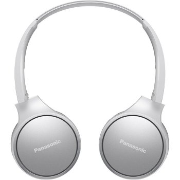 Casti Bluetooth over head Panasonic RP-HF410BE-W, sunet de inalta calitate neodimium 30 mm, autonomie 24 ore, design pliabil cu mecanism pivotant, alb