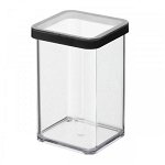 Cutie depozitare plastic patrata transparenta cu capac negru Rotho Loft 1 L, Rotho