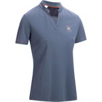 Tricou Polo 500 Echitaţie Mesh Gri/Bleumarin Damă, FOUGANZA