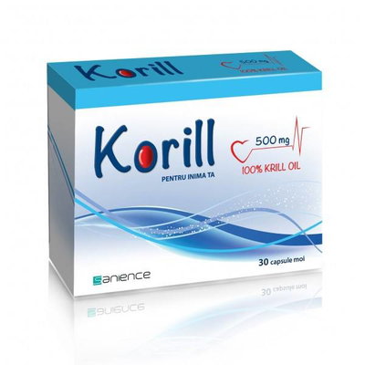 Korill ulei pur de krill 500 mg, 30 capsule, Sanience, SANIENCE