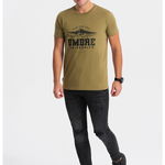 OMBRE, Tricou de bumbac cu imprimeu, Verde masliniu