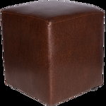 Taburet Cube, tapiterie piele ecologica, maro inchis IP 15611, 45x37x37 cm, Depozitul de scaune