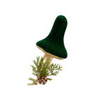 Decoratiune brad cu clips Mushroom, Decoris, 6x7 cm, sticla, verde, Decoris