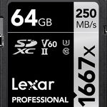 Lexar SDXC Pro 1667X UHS-II U3 R250/W120 (V60) 64GB, LEXAR