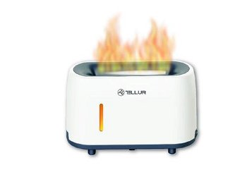 Difuzor aromaterapie Flame Tellur, 240ml, 12 ore, telecomanda, alb