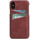 Husa Protectie Spate Krusell Sunne Cover 2 Card Leather Vintage Red pentru Apple iPhone XS Max