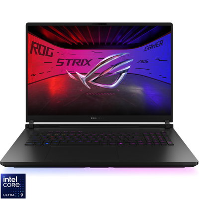 Asus Laptop Gaming ASUS ROG Strix SCAR 18 G835LW, procesor Intel® Core™ Ultra 9 275HX pana la 5.4GHz, 18 inch, 2.5K WQXGA, 64GB DDR5, 2TB + 2TB SSD, NVIDIA® GeForce RTX™ 5080 16GB GDDR7, Windows 11 Pro, Negru, Asus