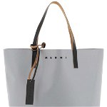 Marni Pvc Tribeca Shopping Bag ANTIQUE SILVER SILK WHITE BLACK, Marni