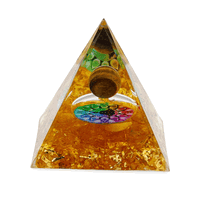 Piramida orgon citrin cu 7 chakre si sfera ochi de tigru 5cm, StoneMania Bijou