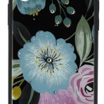 Carcasa iPhone X / XS Just Must Glass Diamond Print Flowers Black Background