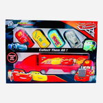 Set masini tip Cars cu tir, multicolor, 4 masini, 1 tir, engros, 