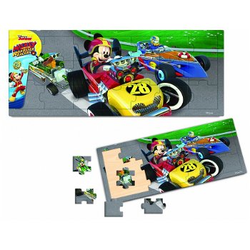 Puzzle din lemn BRIMAREX Mickey si pilotii de curse 21 piese