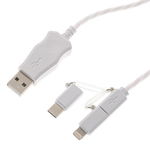 Cablu de incarcare USB 3 in 1 cu 8 pini (iPhone), tip C si micro USB, lungime 1m, Tenq.ro