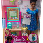 Papusa -  Barbie - Set mobilier cu Profesoara bruneta 