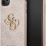 Husa de protectie telefon pentru iPhone 11 Pro GUESS, piele/metal, auriu/roz, 4,7 inchi