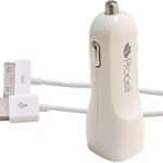 Incarcator auto Procell, Dual USB-A, cablu compatibil cu iPhone 4/4S, 2.1A