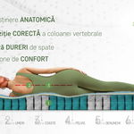 Saltea Argentum Therapy Memory Pocket 7 zone, 90x200 cm, Husa cu ioni de argint, Super Ortopedica, Anatomica, Green Future