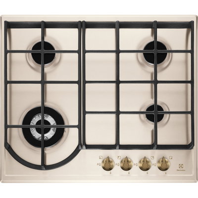 Plita incorporabila Electrolux EGH6343RON Gaz 4 arzatoare Gratare de fonta 60 cm Rustic crem