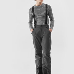 Pantaloni de schi cu bretele membrana 8000 pentru bărbați - gri, 4F Sportswear