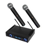 Set 2 Microfoane Profesionale Wireless, 100 M, Cu Receiver, Carcasa Metalica, Ecran Lcd Si Servieta Plastic Masiv., SAL